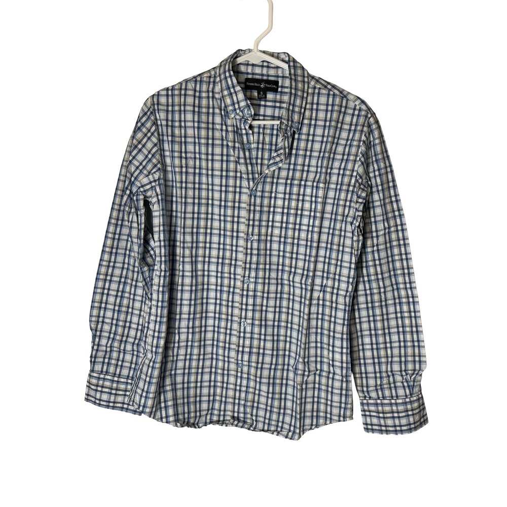 Beverly Hills Polo Club Mens Plaid Button Down Shirt Long Sleeve Casual Size S